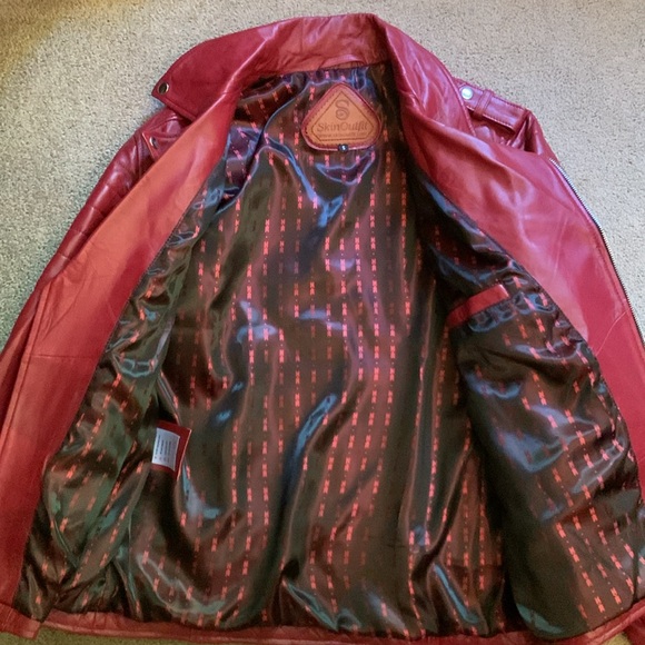 Small, dark red, SkinOutfit leather jacket. - Picture 3 of 5